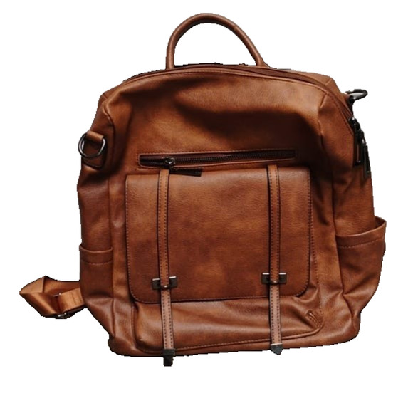 Travel Backpack Purse for Women Vegan Leather Ladies Fashion Brown Mixed main image 6